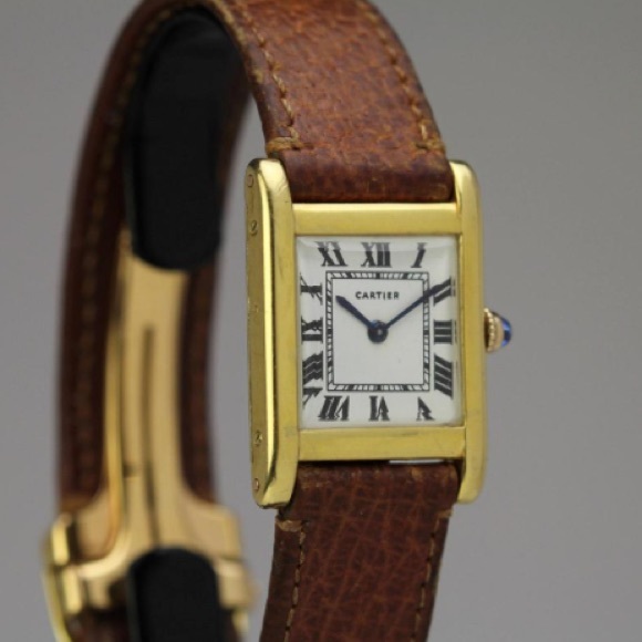 vintage cartier leather watch